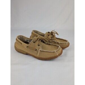 Women's 9M Twisted X Loafer Tan Canvas Slip On Driving Mocs WDM0050